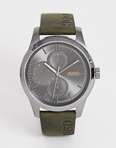Часы с кожаным ремешком HUGO 1530084 Discover 46 мм - Зеленый