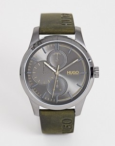 Часы с кожаным ремешком HUGO 1530084 Discover 46 мм - Зеленый