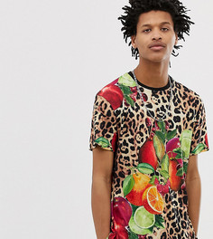 Винтажная футболка с фруктовым и леопардовым принтом Milk It - Коричневый