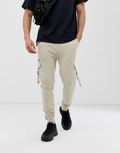 Светло-бежевые брюки карго в стиле милитари Soul Star - Светло-бежевый