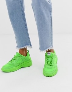 Неоново-зеленые кроссовки Bershka x PANTONE - Зеленый