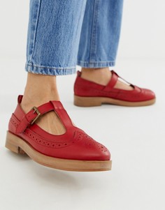 Красные кожаные туфли на плоской подошве ASOS DESIGN - Красный