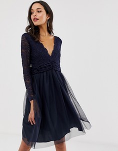 Кружевное приталенное платье Forever Unique - Синий