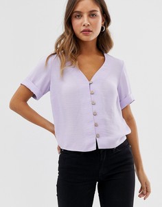 Сиреневая короткая рубашка с короткими рукавами New Look - Фиолетовый