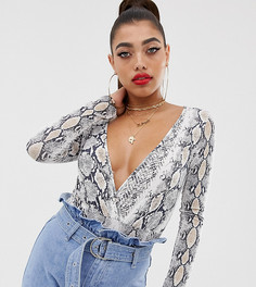Боди с длинными рукавами и змеиным принтом Boohoo - Мульти