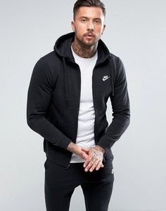 Черный худи на молнии Nike Club - Черный