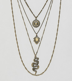 Золотистое ярусное ожерелье со змеей и монеткой Reclaimed Vintage - Золотой