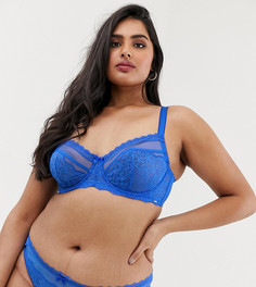 Cиние трусы из сетки и кружева Dorina Plus Size Maureen - Синий