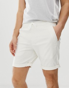 Кремовые узкие шорты чиносы с эластичным поясом ASOS DESIGN - Белый