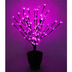 Светодиодная композиция Light Цветок в горшке цветы сакуры розовый 60 см, 94 led чёрный провод