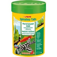Корм SERA SPIRULINA TABS Herbal Food Attaching Tablet вкусные таблетки со спирулиной приклепляемые к стеклу для рыб 100мл (60г) (100таб)