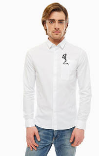 Белая хлопковая рубашка с декоративной вышивкой Religion