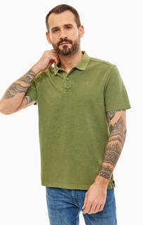 Хлопковая футболка поло цвета хаки с короткими рукавами Lerros