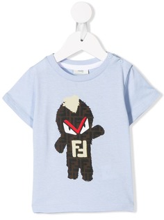 Fendi Kids футболка с принтом Monster и логотипом FF