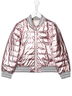 Moncler Kids пуховик с эффектом металлик