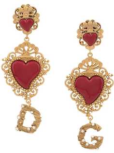 Dolce & Gabbana серьги в форме сердца с логотипом