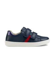 Gucci Kids Childrens leather sneaker with Web