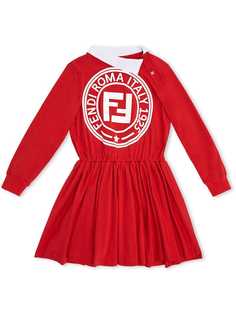 Fendi Kids платье с длинным рукавами и логотипом