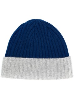 N.Peal ribbed contrast beanie hat