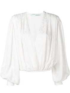 Off-White блузка с запахом и логотипом