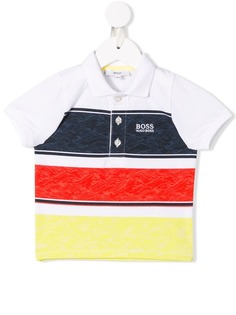Boss Kids рубашка-поло с контрастными полосками