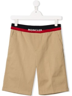 Moncler Kids шорты с логотипом на поясе