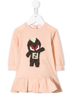 Fendi Kids платье с принтом Monster и логотипом FF