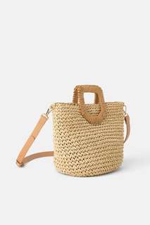 Плетеная сумка-корзина из бумаги Zara