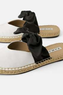 Туфли-мюли из натуральных материалов с бантом Zara