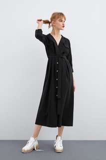 Длинное платье с поясом Zara