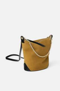 Замшевая сумка-мешок с цепочкой Zara