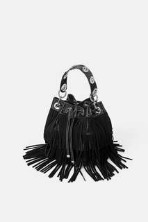 Сумка-мешок с бахромой и эффектом крокодиловой кожи Zara