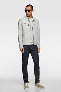 Куртка в байкерском стиле из пике Zara