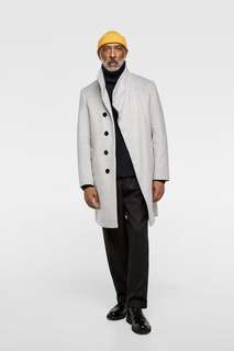 Пальто с асимметричным воротником Zara