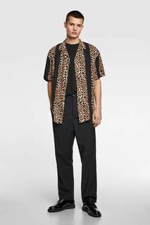 Рубашка с комбинированным леопардовым принтом Zara