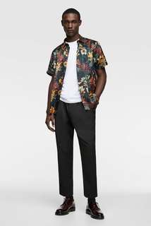 Рубашка с сатинированной отделкой и цветочным принтом Zara