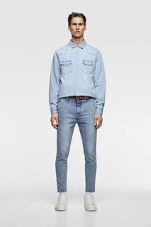 Укороченные джинсы зауженного кроя Zara