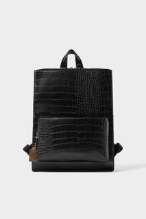 Черный рюкзак с отделкой под кожу рептилии Zara