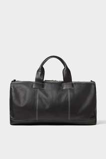 Черная кожаная сумка-боулинг Zara