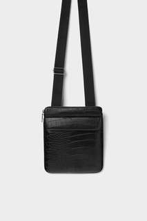 Черная сумка с отделкой под кожу рептилии Zara