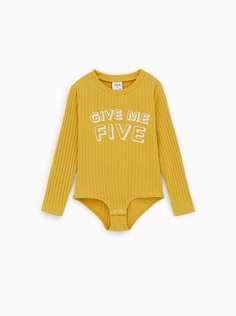 Боди из рифленого трикотажа с надписью Zara