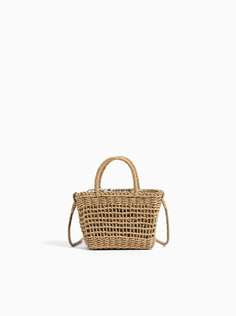 Плетеная сумка мини-формата с контрастной подкладкой Zara