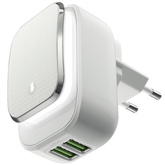 Сетевое зарядное устройство InterStep 2*USB 2,4A Smart LED White/Gray Strip 2*USB 2,4A Smart LED White/Gray Strip
