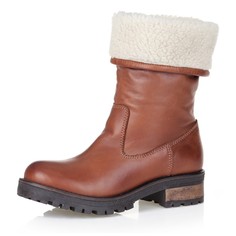 Кожаные полусапоги рыжего цвета на меху Respect