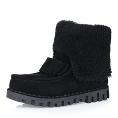 Полусапоги Черные полусапоги из велюра с бантом Respect