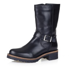 Кожаные полусапоги чёрного цвета на меху Respect