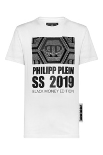 Белая футболка с логотипом и кристаллами Philipp Plein