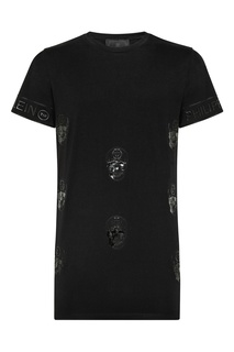 Черная футболка с рельефным рисунком Philipp Plein