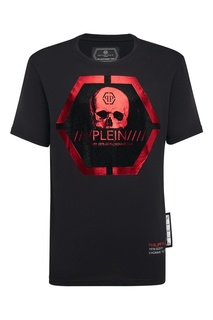 Черная футболка с красным принтом Philipp Plein