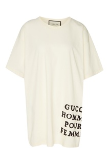 Хлопковая футболка оверсайз с надписью Gucci